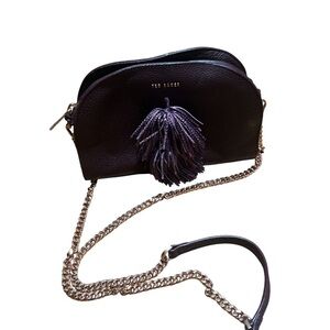 Ted Baker Maaryy Leather Crossbody Wine Burgundy Pom Rose Gold Chain